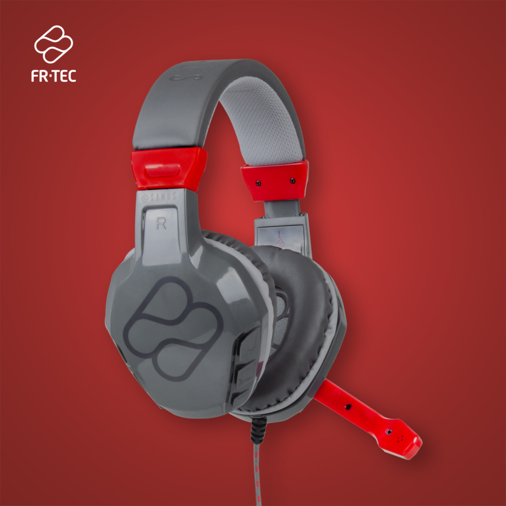 Casque Gaming FR-TEC Samus - Haut-parleur 50 mm - Microphone rotatif - Contrôle du volume et de la sourdine - Connexion Mini-Jack 3,5 mm - Compatible avec tous les appareils - Couleurs combinables avec Nintendo Switch - Couleur Gris