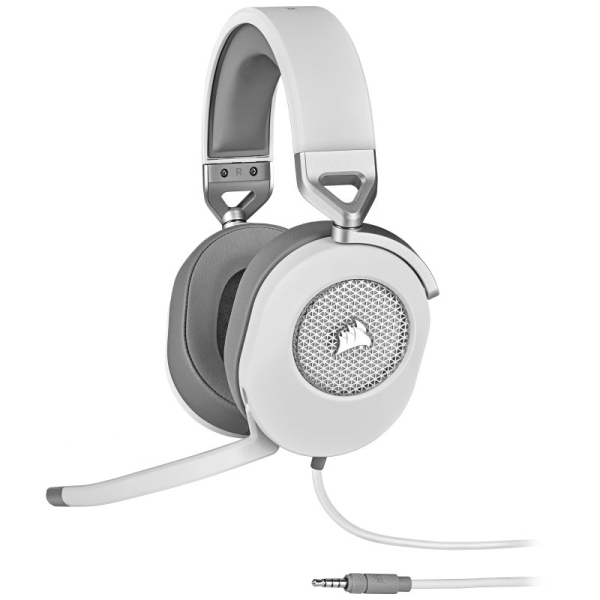 Casque gaming surround Corsair HS65 avec microphone - Multiplateforme - Son surround 7.1 - Certifié Discord - Blanc