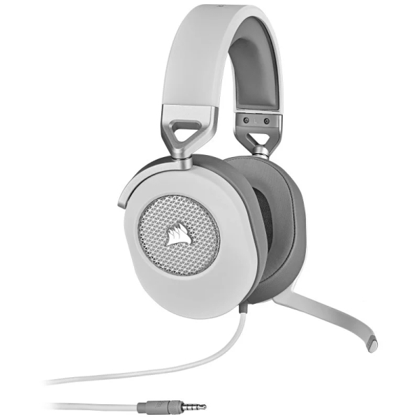 Casque gaming surround Corsair HS65 avec microphone - Multiplateforme - Son surround 7.1 - Certifié Discord - Blanc