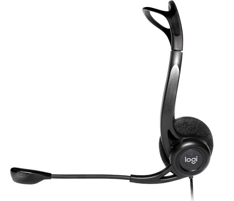 Casque Logitech 960 avec Microphone USB - Microphone Pliable et Flexible - Commandes Filaires - Câble 2,40m - Coloris Noir