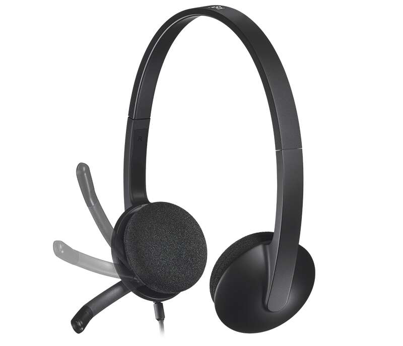 Casque Logitech H340 avec Microphone USB - Microphone Pliable - Arceau Ajustable - Oreillettes Rembourrées - Câble 1,80m - Couleur Noir