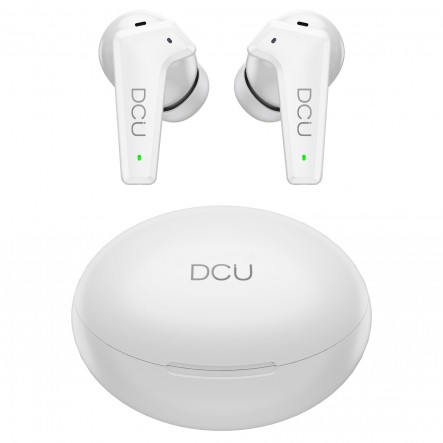 Casque sans fil DCU Tecnologic avec suppression active du bruit - Bluetooth 5.0/5.2 - jusqu'à 8 heures de lecture - Distance de transmission 10 m - Couleur blanche