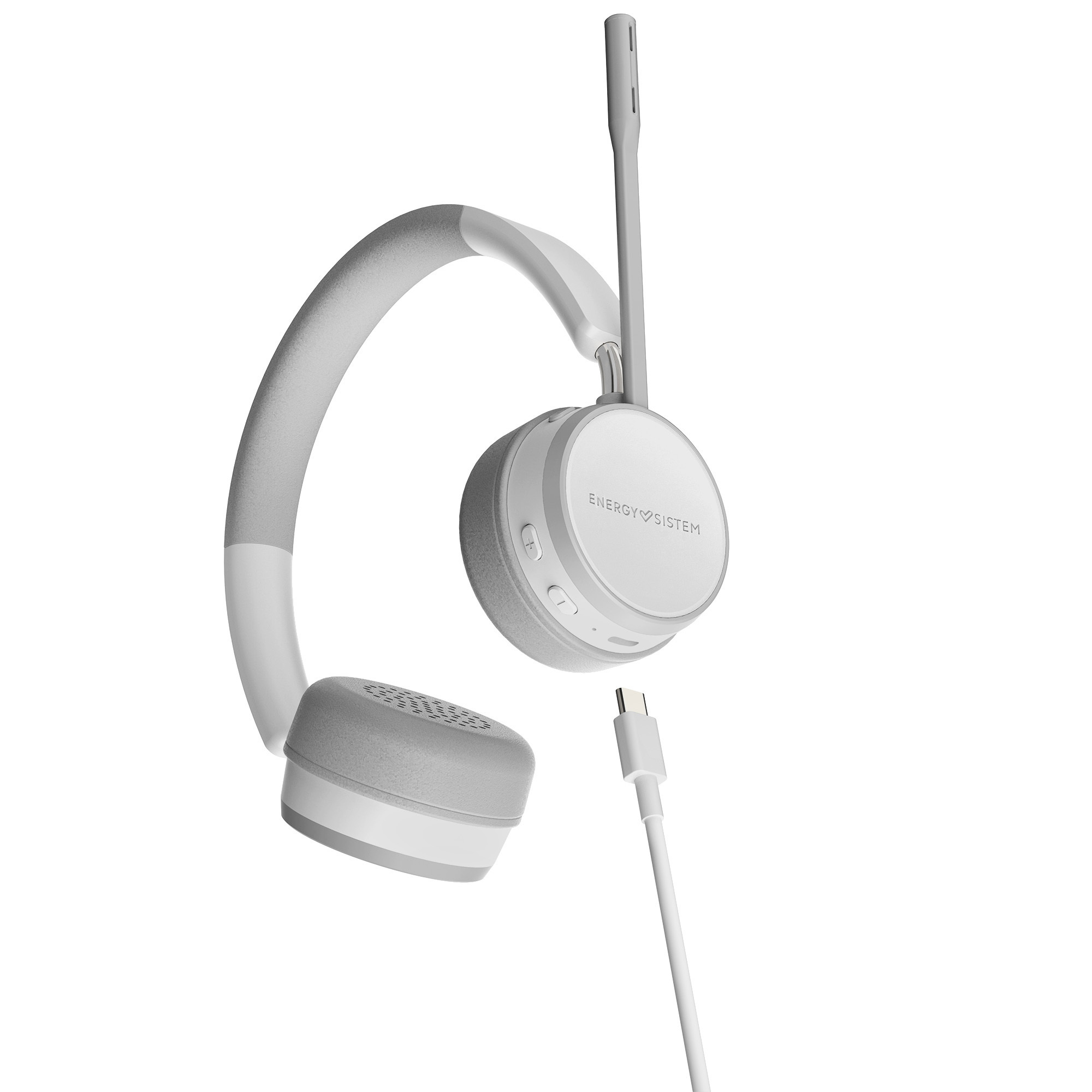 Casque sans fil Energy Sistem Office 6 - Bluetooth 5.0 - Appels vocaux HQ - Chargement rapide - Couleur blanche
