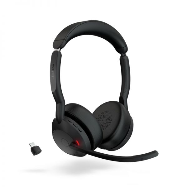 Casque stéréo Jabra Evolve2 55 MS Link 380 avec microphone - Bluetooth - USB-C - Réduction du bruit - Bandeau réglable - Noir