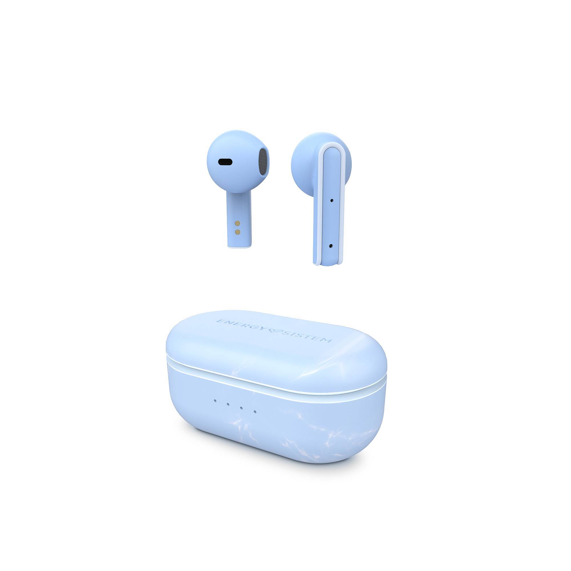 Casque Stéréo Sans Fil Energy Sistem avec Plastique Recyclé - Capteur de Proximité - Assistant Vocal - Batterie 25h - Coloris Bleu