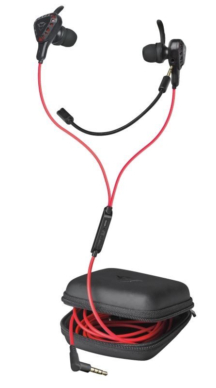 Casque Trust Gaming GXT 408 Cobra avec microphone - Microphone détachable - Multiplateforme - Haut-parleurs actifs 10 mm - Câble rouge 1,20 m - Couleur noire