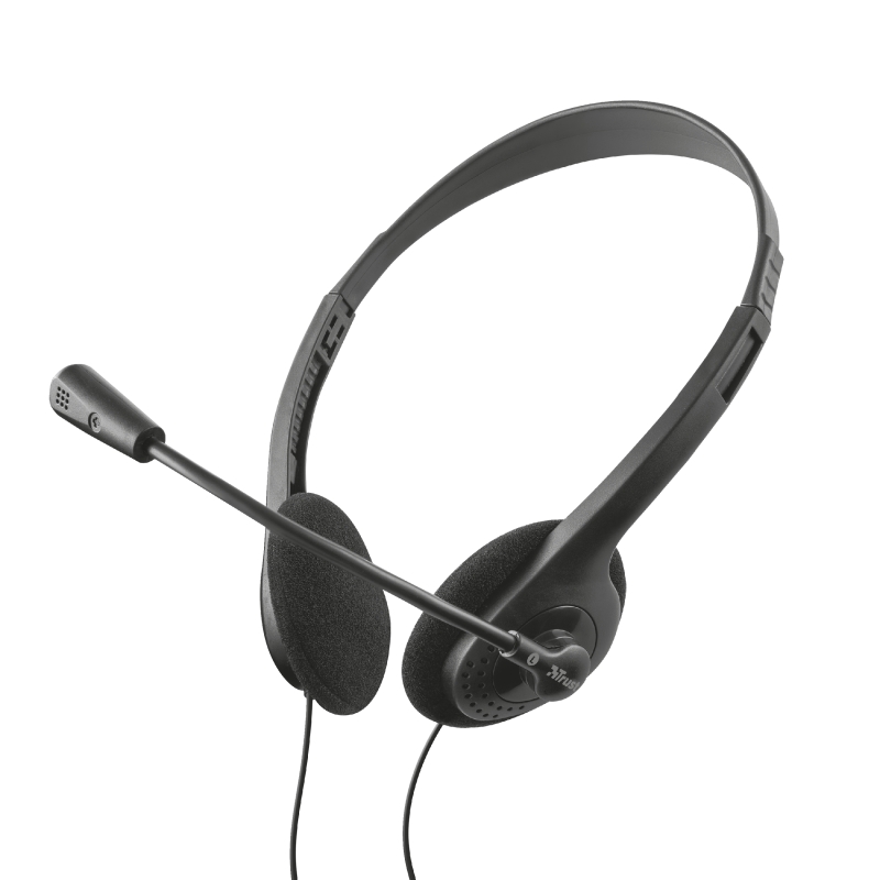 Casque Trust HS100 avec Microphone Flexible - Contrôle du Volume - Bandeau Ajustable - Jack 3.5mm - Câble 1.80m - Couleur Noir