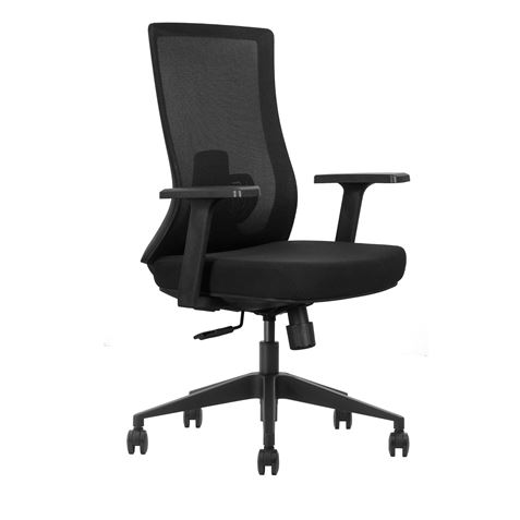 Chaise Cromad concise et confortable - Ajustement total au corps - Support lombaire réglable - Accoudoirs en forme de T - Siège de haute qualité - Fonction de verrouillage - Hauteur réglable - Base en nylon noir - Roues en nylon 360º - Tissu en maille