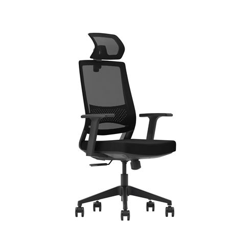 Chaise de Bureau Cromad Gamme Senior SE1000 - Piston à Gaz Grade 4 - Soutien Lombaire et Cervical - Dossier Mesh - Accoudoirs Fixes