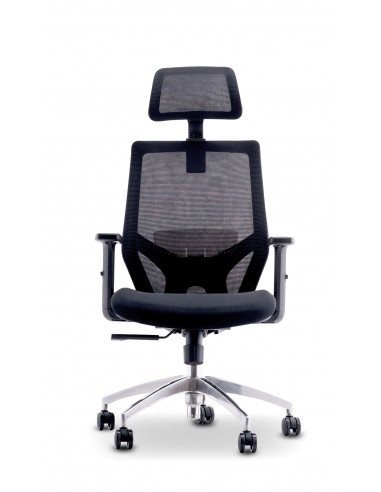 Chaise de bureau ergonomique Urban Factory Ergo - Supports lombaires et cervicaux réglables - Dossier en maille - Réglable - Noir