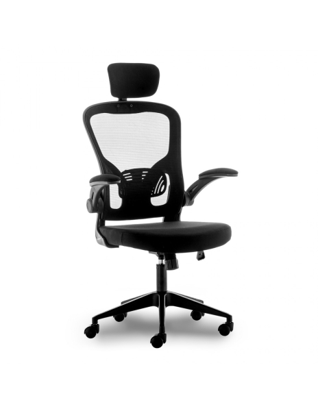 Chaise de bureau ergonomique Urban Factory Ergo - Supports lombaires et cervicaux réglables - Dossier en maille - Réglable - Noir