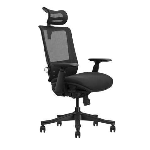 Chaise de Bureau Senior Cromad SE1100 - Ajustement Total au Corps - Appuie-tête Cervical Ajustable - Dossier Ajustable - Accoudoir Ajustable 3D - Assise avec Mousse de Haute Qualité - Couleur Noir