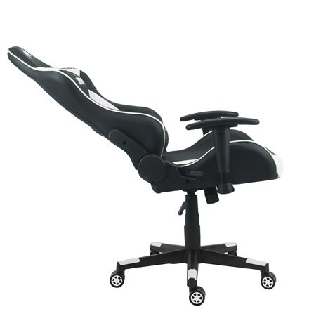 Chaise de jeu Cromad Premium - Base 350 mm - Piston à gaz classe 2 - Hauteur réglable - Roues en nylon 60 mm - Couleur noir/blanc