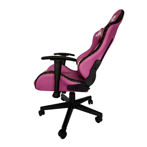 Chaise de jeu Cromad Raptor Legendary Series - Hauteur réglable avec piston à gaz de classe 2 - Inclinable jusqu'à 180º - Coussins lombaires et cervicaux - Roues en nylon de 60 mm - Éclairage RVB - Couleur violette