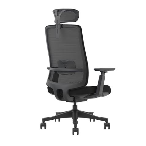 Chaise ergonomique réglable Cromad - Appui-tête réglable - Support lombaire réglable - Accoudoir 3D - Siège en mousse de haute qualité - Dossier verrouillable - Curseur réglable - Réglage facile - Roues en nylon - Couleur noire