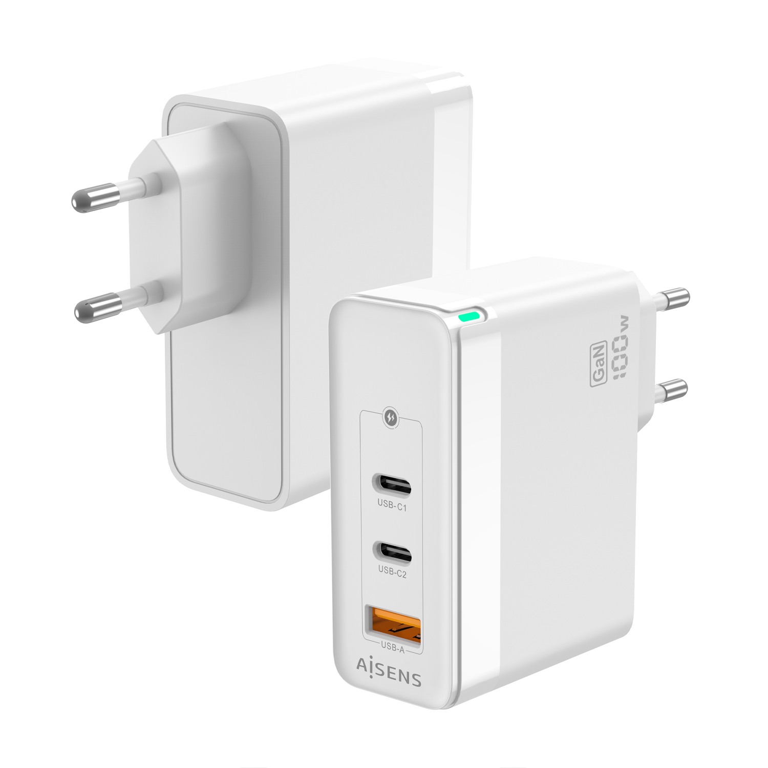 Chargeur Aisens GAN 100W - 2xUSB-C PD3.0 QC4.0 QC5.0 - 1xUSB-A QC3.0 - Blanc