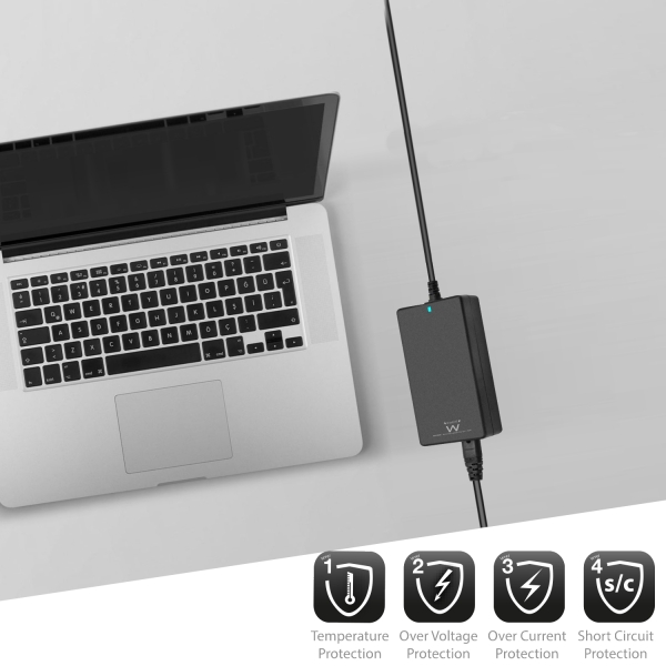 Chargeur automatique universel pour ordinateur portable Ewent - Home 90 W - 11 embouts - Noir