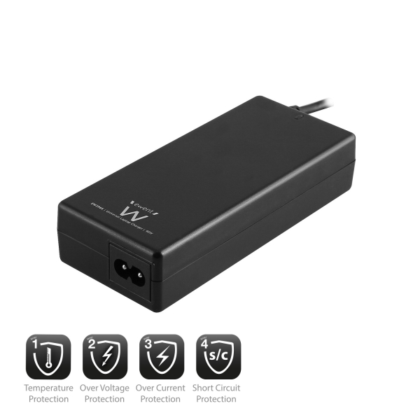 Chargeur automatique universel pour ordinateur portable Ewent - Home 90 W - 11 embouts - Noir