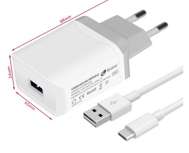 Chargeur de charge rapide Leotec USB-A/USB-C 18W