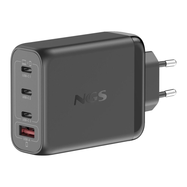 Chargeur mural universel NGS Bud 140W 140W Ultrafast - GaN - 3x USB-C PD & PPS, 1x USB-A QC 3.0 - Noir