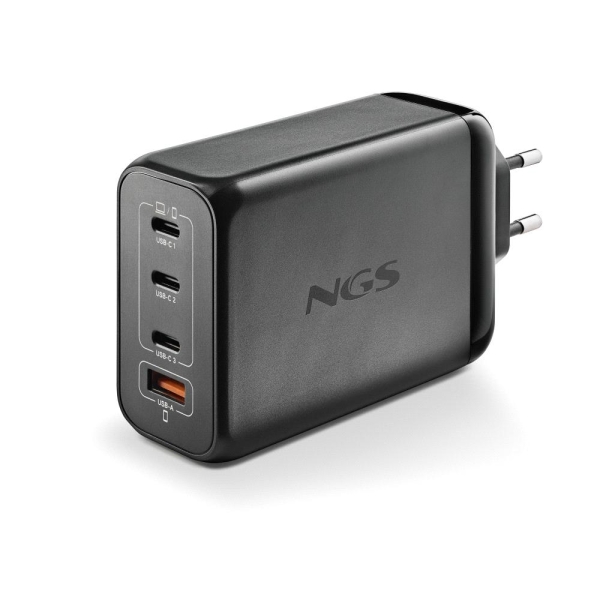 Chargeur mural universel NGS Bud 240W 240W Ultra-rapide - GaN - 3x USB-C PD & PPS, 1x USB-A QC 3.0 - Noir