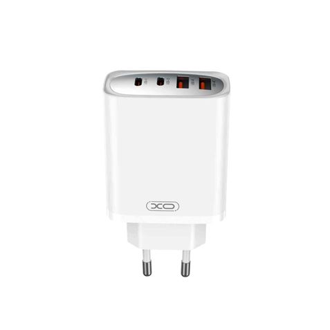 Chargeur Rapide XO - USB-A 22,5W - 2 Ports Type C - Tensions Multiples - Haute Efficacité - Couleur Blanc