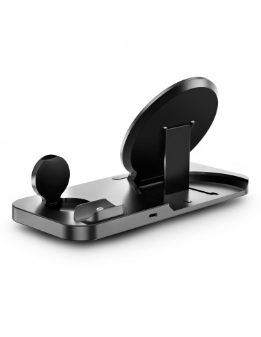 Chargeur sans fil 3-en-1 Urban Factory Power avec fonction support 15 W - Smartphone / Montre connectée / Casque - Noir
