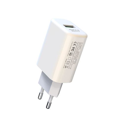 Chargeur secteur USB XO L85D 18W - Charge rapide - Protection contre les surtensions - Couleur blanche