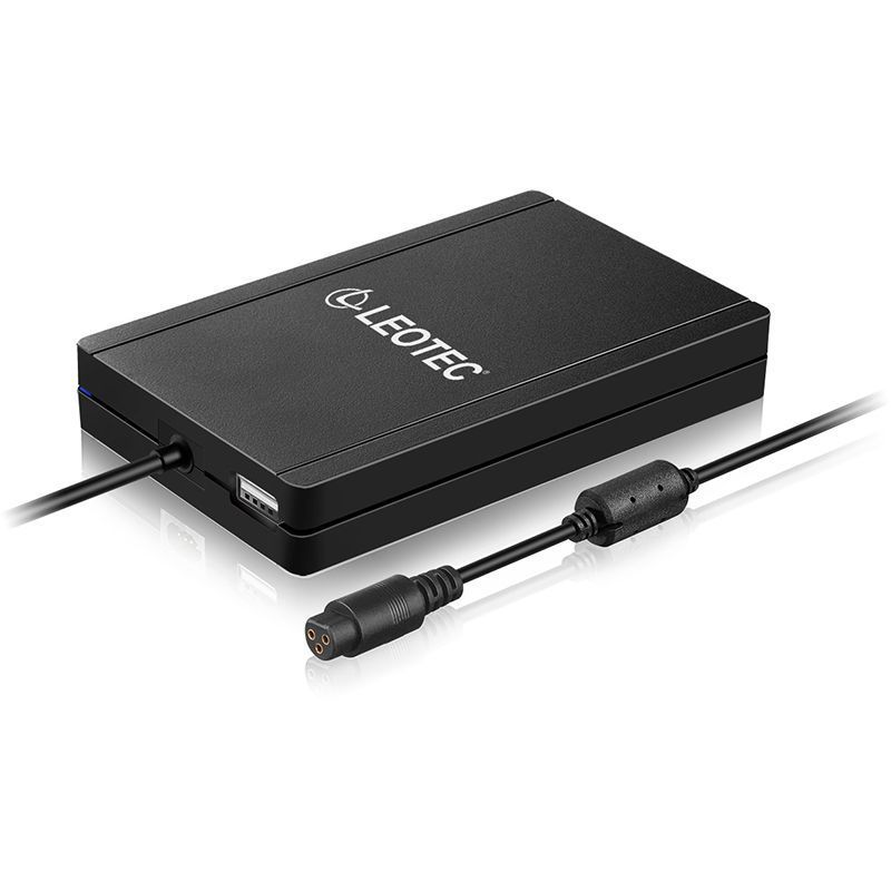 Chargeur Universel Automatique Leotec Slim pour Ordinateur Portable Notebook 90W + Hub USB - 12 Connecteurs Différents
