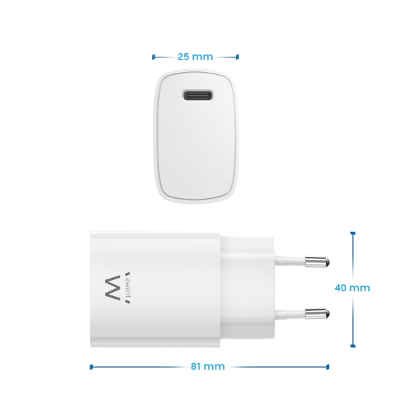 Chargeur USB-C Ewent EW1320 20 W - Charge rapide - Haute efficacité - Blanc