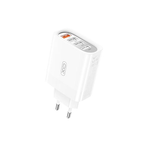 Chargeur USB XO 4 ports - Puissance totale 18W - Sortie simultanée de 2 ou 3 ports - Protection intelligente - Poids de 62gr - Couleur Noir