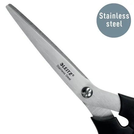 Ciseaux Leitz en acier inoxydable 18,5 cm - Poignée ergonomique - Noir