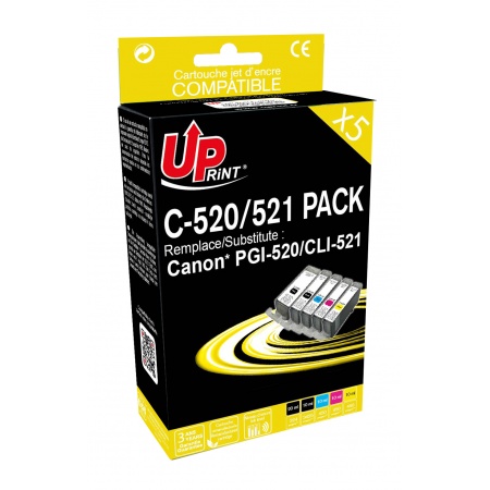 Pack PREMIUM compatible CANON PGI-520/CLI521, 5 cartouches