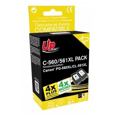 Pack UPrint 2 cartouches compatible CANON PG-560XL/CL-561XL