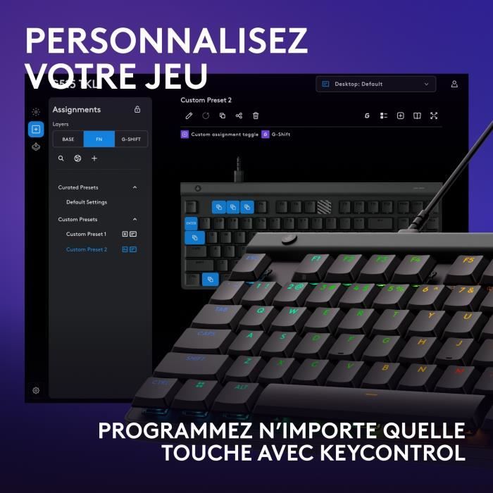 Clavier gamer - filaire - Logitech G - G515 TKL - Mécanique - RGB - AZERTY - Noir