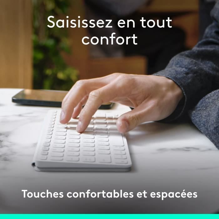 Clavier pour tablette Logitech KEYS-TO-GO 2, CLAVIER BLUETOOTH UNIVERSEL - Gris Pale