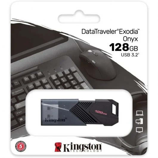 Clé USB Kingston DataTraveler Exodia Onyx 128 Go - USB 3.2 Gen 1 - Porte-clés - Couleur noire (clé USB)