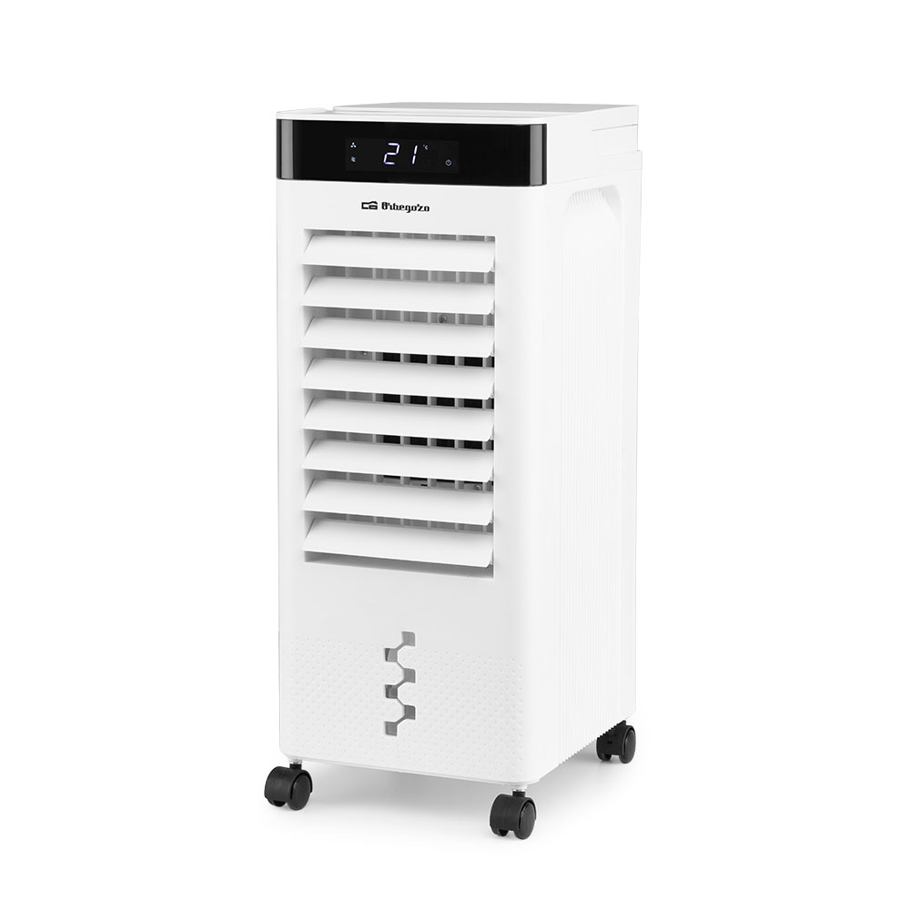 Climatiseur 3-en-1 Orbegozo AIR 37 Purifie, Humidifie et Rafraîchit - Puissance 65W - Affichage Digital - Minuterie 12h - Réservoir 6L - 3 Vitesses - Lattes Oscillantes - Roues Pivotantes - Silencieux et Facile à Utiliser