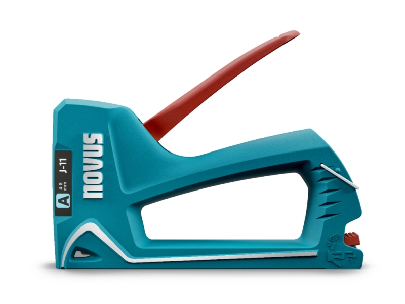 Cloueur/agrafeuse Novus J11 - Pour agrafes de 4 à 8 mm - Chargement par le bas avec déverrouillage de sécurité - Indicateur de quantité d'agrafes restantes