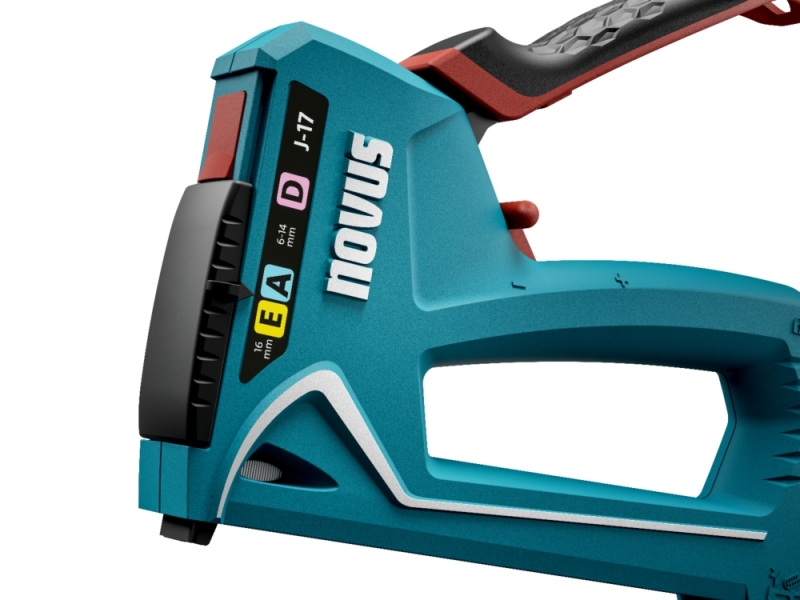 Cloueuse/agrafeuse Novus J17 - Pour agrafes de 6 à 14 mm et clous jusqu'à 16 mm - Changement d'agrafes par mécanisme coulissant - Verrouillage de la poignée - Indicateur de quantité d'agrafes restantes