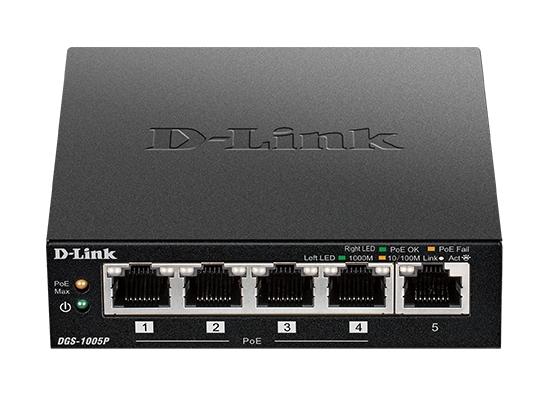Commutateur D-Link 5 ports Gigabit 10/100/1000 Mbps - PoE+