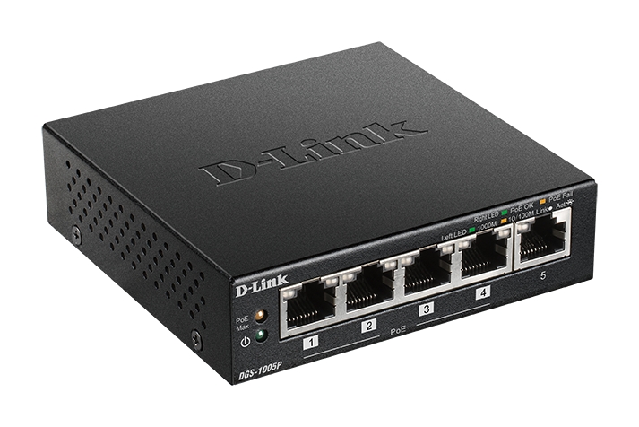 Commutateur D-Link 5 ports Gigabit 10/100/1000 Mbps - PoE+