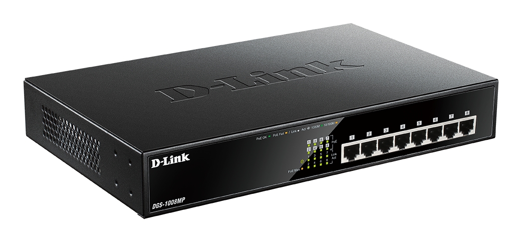 Commutateur D-Link 8 ports Gigabit 10/100/1000 Mbps - PoE+