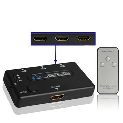 Commutateur HDMI 3 ports Cromad avec télécommande
