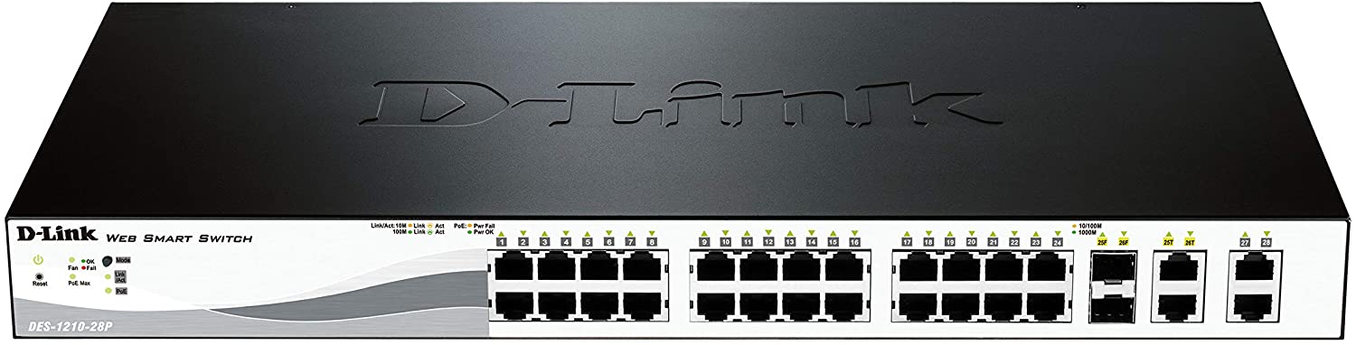Commutateur PoE semi-administrable D-Link 24 ports Fast Ethernet + 2 ports Gigabit + 2 ports combinés