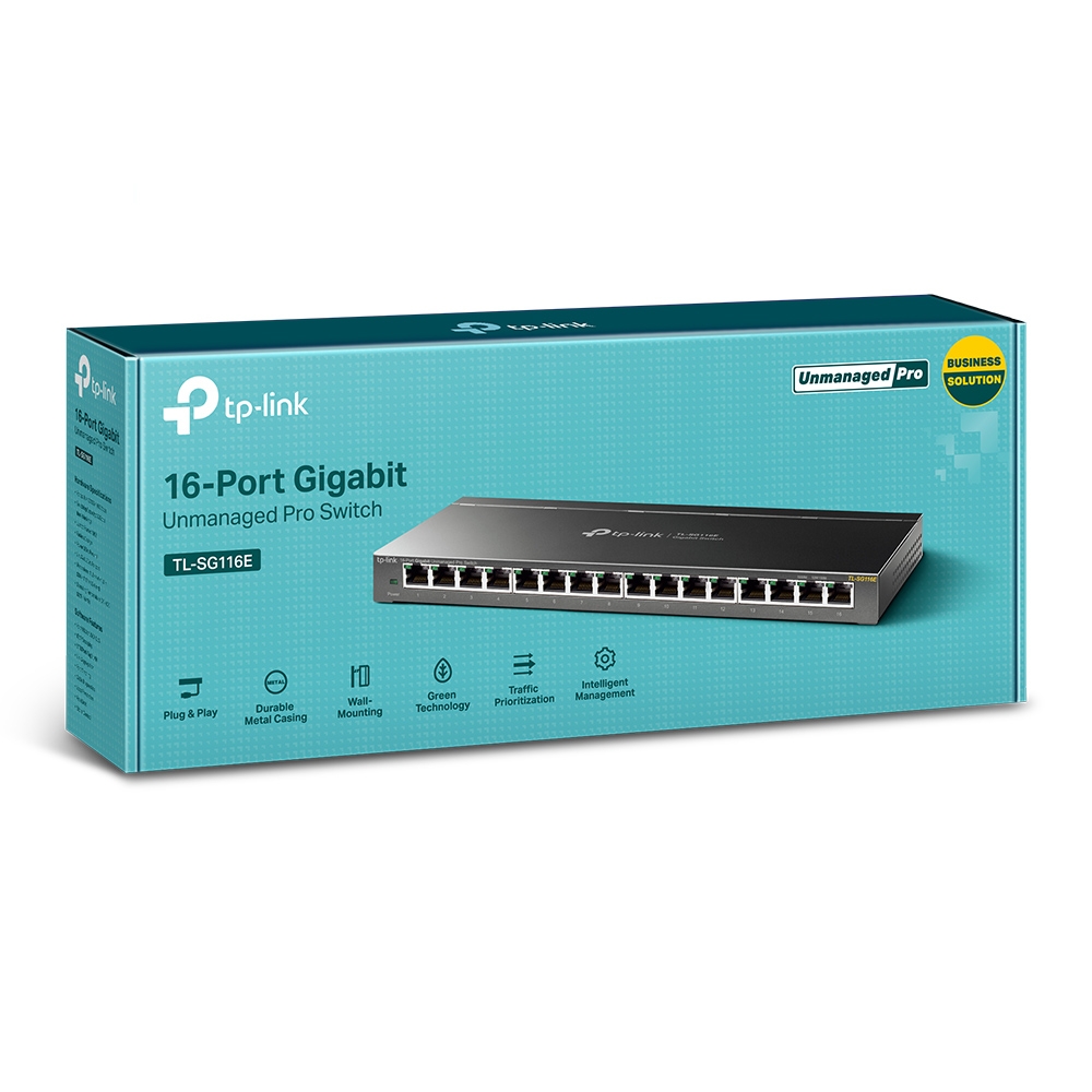 Commutateur TP-Link 16 ports Gigabit - Pro non géré - Plug &amp; Play - Technologie verte