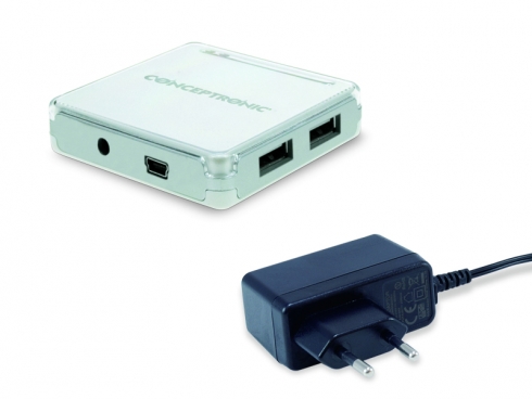 Concentrateur d'extension Conceptronic 7 ports USB-A 2.0 - 480Mbps - Blanc