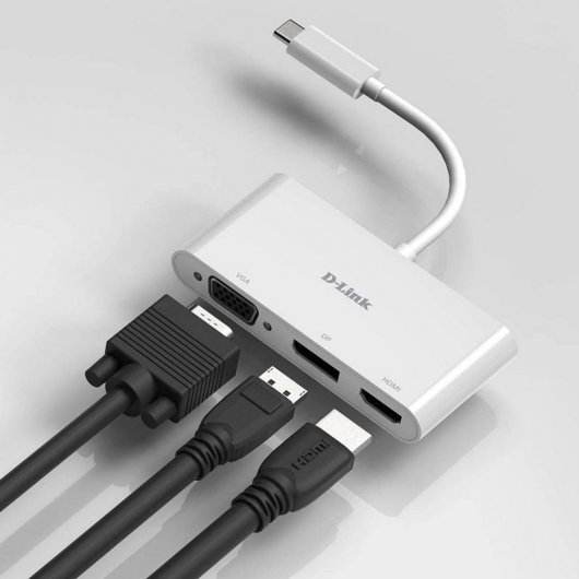 Concentrateur D-Link USB-C vers HDMI, DisplayPort, VGA