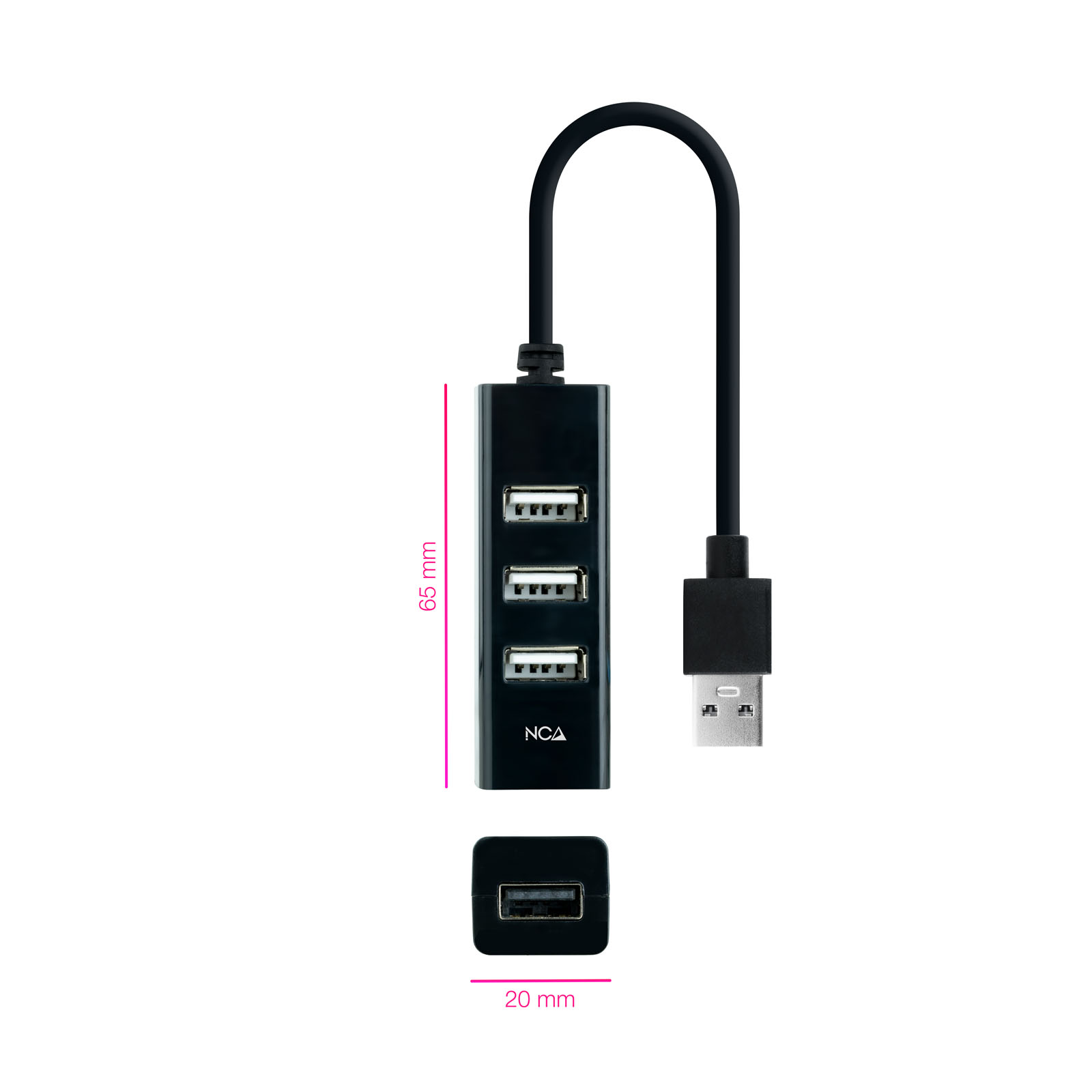 Concentrateur Nanocable USB-A 2.0 avec 4x USB-A 2.0 - Câble de 0,15 m