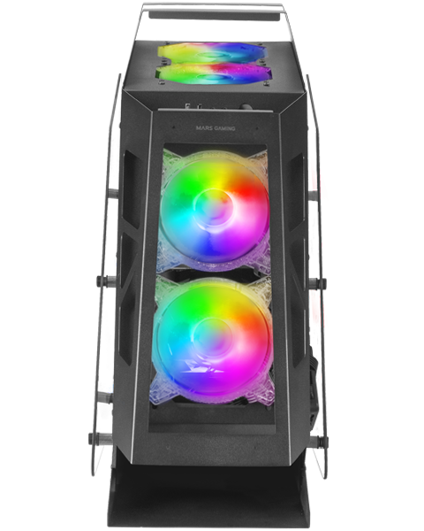 Contrôleur Mars Gaming Chroma ARGB - Mesure en mm : 540x234x500 - Éclairage RGB adressable + 39 Modes d'éclairage - Double fenêtre en verre trempé - Micro-ATX avec intérieur XL - Compatibilité avec les cartes mères MicroATX/Mini-ITX - Couleur Noir